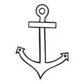 Black and white isolated anchor vector icon