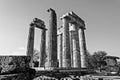 Black and White Ancient Temple of Zeus in the Nemea Royalty Free Stock Photo