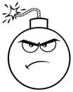 Black And White Angry Bomb Face Cartoon Mascot Character With Expressions