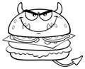 Black And White Angry Devil Burger Cartoon Mascot Character