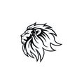 Black and White Angry Lion Head Logo, Sign, Flat Design Vector Illustration Royalty Free Stock Photo