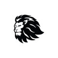 Black and White Angry Lion Head Logo, Sign, Flat Design Vector Illustration Royalty Free Stock Photo