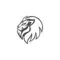 Black and White Angry Roaring Lion Head Icon, Sign, Illustration Vector Design