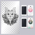 Black and white animal dog head. Vector illustration for phone case.