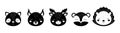 Black and white animal heads set of raccoon, squirrel, moose, badger, hedgehog. Animal faces in scandinavian style. Desing for