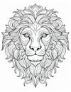 Black white animal lion art graphic head drawing illustration tattoo design Royalty Free Stock Photo