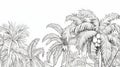 Black And White Palm Tree Drawing For Coloring Page