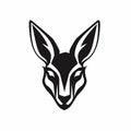 Black And White Antelope Head Logo With Mischievous Feline Motif