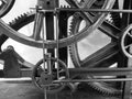 Black and white antique iron wheel gear system Royalty Free Stock Photo