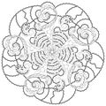 Black and white Antistress illustration of mandala for coloring