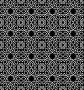 Black and white arabic geometric seamless pattern, vector.