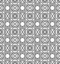 Black And White Arabic Geometric Seamless Pattern, Vector.