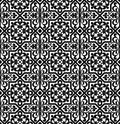 Black and white arabic geometric seamless pattern, vector.