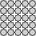 Black and white arabic geometric seamless pattern, vector.