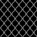 Black and white arabic traditional quatrefoil seamless pattern, vector Royalty Free Stock Photo