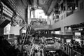 Black and white architectural view of the interior of the modern Kyoto railway station..Kyoto / Japan - August 2nd 2017 Royalty Free Stock Photo