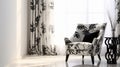 Elegant Floral Chair: Contrasting Shadows And Luxurious Drapery