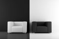 Black and white armchairs