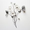 Monochrome Floral Wall Art: Deconstructed Begonia Design With Wire Medium