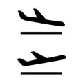 Black and white arrival departures sign icons