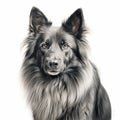 Realistic Charcoal Drawing Of Belgian Tervuren Dog On White Background Royalty Free Stock Photo