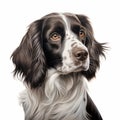 Detailed Charcoal Drawing Of English Springer Spaniel