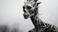 Black And White Skeleton With Antlers: Detailed Portraiture In Daz3d Style