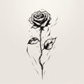 Minimalistic Floral Rose Tattoo Illustration With Romantic Atmosphere