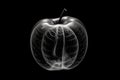 Black and white artistic conceptual illustration of a beautiful apple closeup. Generative AI