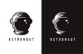 Black and white astronaut logo icon vector