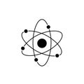 White atomic model icon with a central nucleus and five orbiting Royalty Free Stock Photo