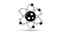 Black and white atomic structure illustration with orbiting electrons Royalty Free Stock Photo