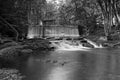 Black and White Autumn Water falling over stream in the Pocono Mountains Royalty Free Stock Photo