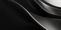 Black and white background, curved lines and smooth curves with a gradient and minimalist style create a high-end and metallic