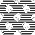 Black and white background. Funny cartoon mouse in mask seamless pattern background. burglar animal, mouse or chinchilla, prison