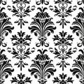 Old World Vector Black And White Damask Pattern With Ornaments Royalty Free Stock Photo