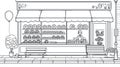 Bakery Storefront Hand Drawn Line Art Royalty Free Stock Photo