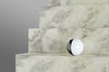 Black and white ball on marble staircase. Black and white ball on marble staircase. 3d illustration
