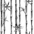 Black and white bamboo seamless pattern