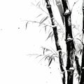 Black And White Bamboo Tree In Inkblot Style