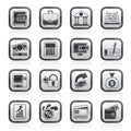 Black and white bank, business and finance icons Royalty Free Stock Photo