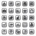 Black an white bank, business and finance icons Royalty Free Stock Photo