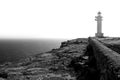 Black and white Barbaria cape lighthouse Royalty Free Stock Photo