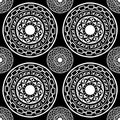 Black and white barbaric circle wheel tribal chain tattoo seamless pattern background Royalty Free Stock Photo