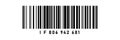 Black and white barcode icon illustration with product number text. Minimalistic bar code vector design for packaging, labeling Royalty Free Stock Photo