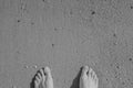 Black white barefoot on sand Royalty Free Stock Photo