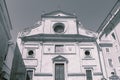 Basilica of St. Augustine church exterior in Rome in black and white