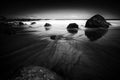 Black and white beach. Royalty Free Stock Photo