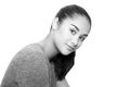 Black and white beautiful mixed race young woman face isolated