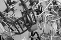 Black and White of bike brackets and handle bars Royalty Free Stock Photo